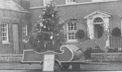 Santa's sleigh in 1973 outside Moore Blatch