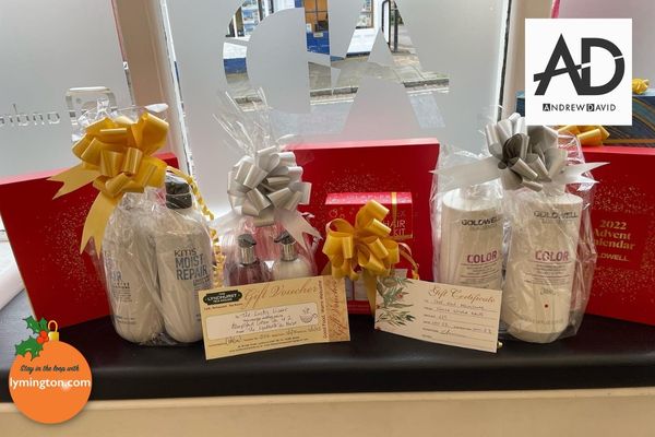 Beautifully wrapped gifts at Andrew David Hair