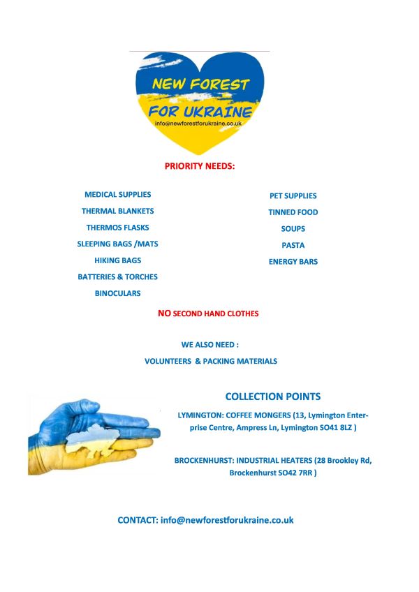 Brockenhurst and Lymington collections for ukraine