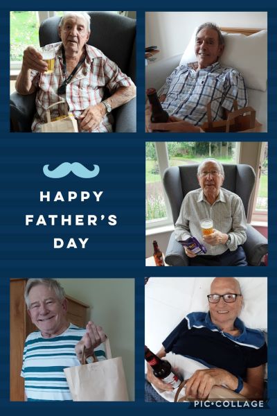 Father’s Day at Colten Care’s Outstanding-rated Woodpeckers in Brockenhurst. Clockwise from top left: residents Frank Coumbe, Ivan Peters, Fred Woodford, Roger Johnson and Peter Sheath. 