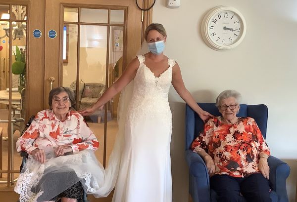 Brook View’s Companionship Team Leader Sarah Moule with former royal seamstress Maureen Roberts, left, and fellow resident Pam Osman