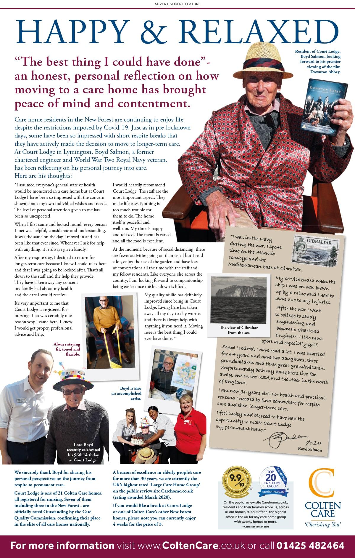 Happy and relaxed in Colten Care home - advertorial 8may2020