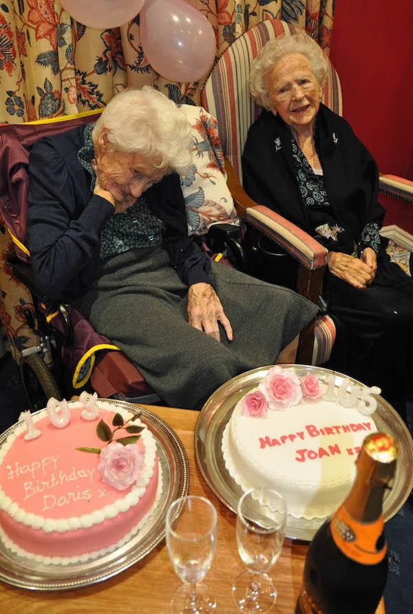 Doris and Joan of Colten Care's Court Lodge Lymington celebrate their birthdays