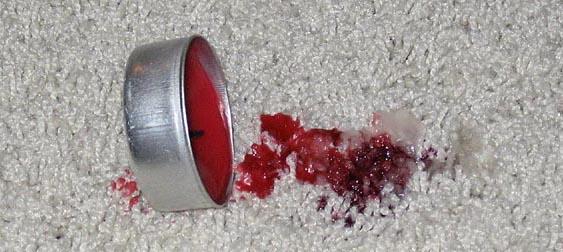spilled candle wax