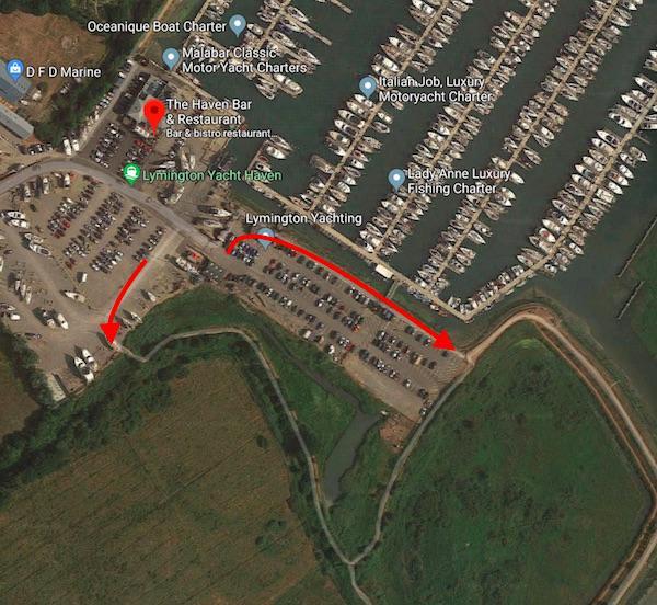 Solent Way footpaths from Yacht Haven Lymington