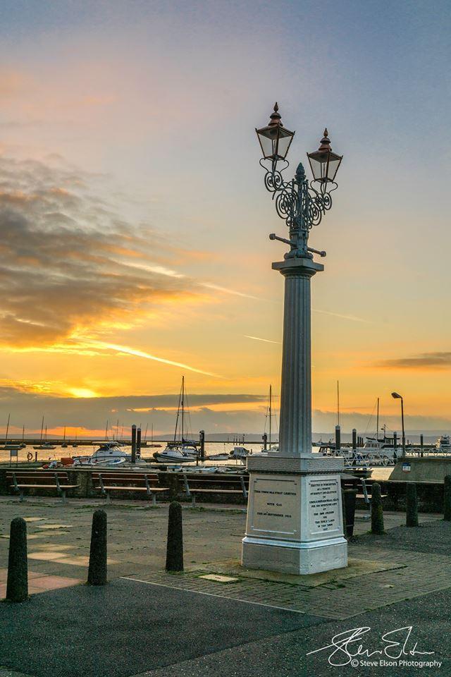 Original gas light outside the Royal Lymington Yacht Club