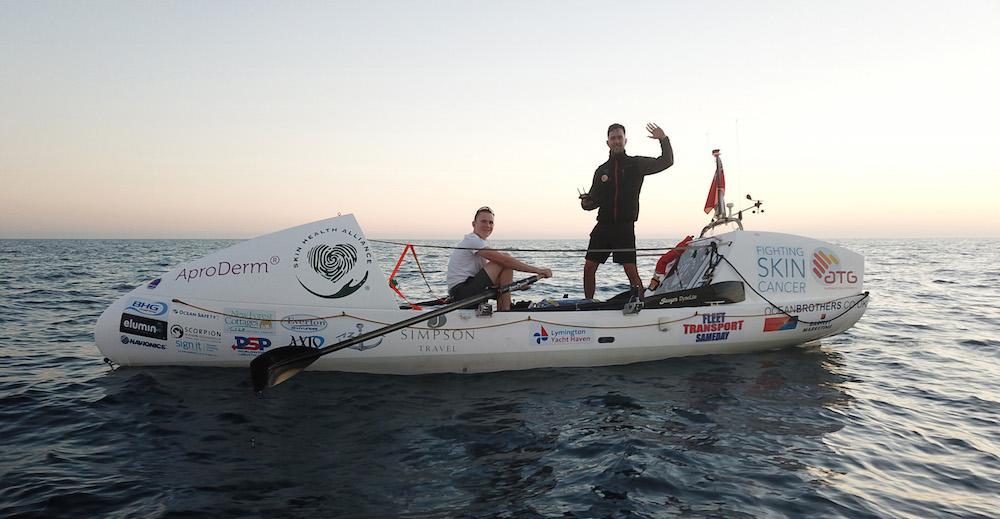 Ocean Brothers on their ocean rowing boat