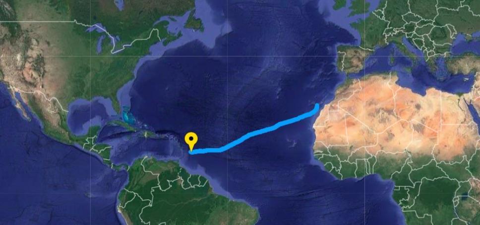 9March tracker showing Ocean Brothers progress across the Atlantic Ocean