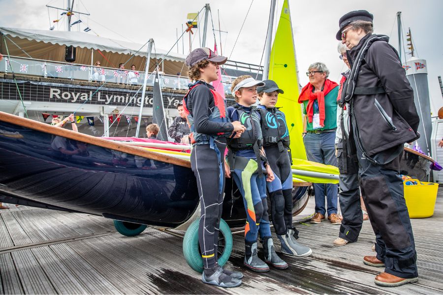 HRH The Princess Royal meets young sailors at Royal Lymington Yacht Club