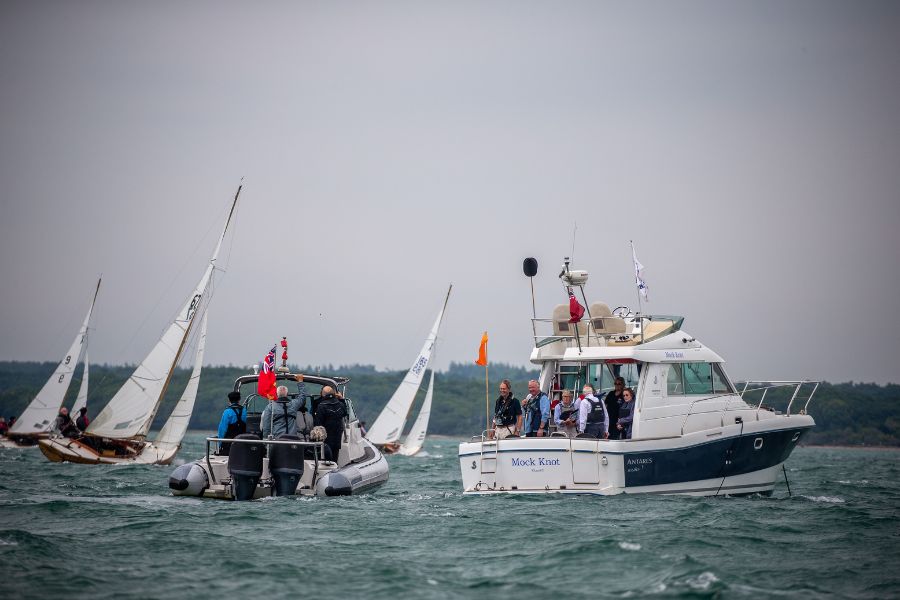 HRH The Princess Royal watches the XOD start of the RLymYC PotterShip race