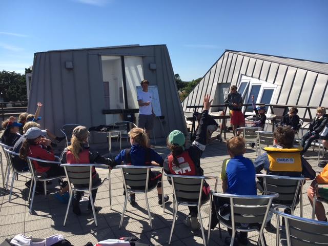 Elliot Hanson answers questions from Silver Fleet sailors