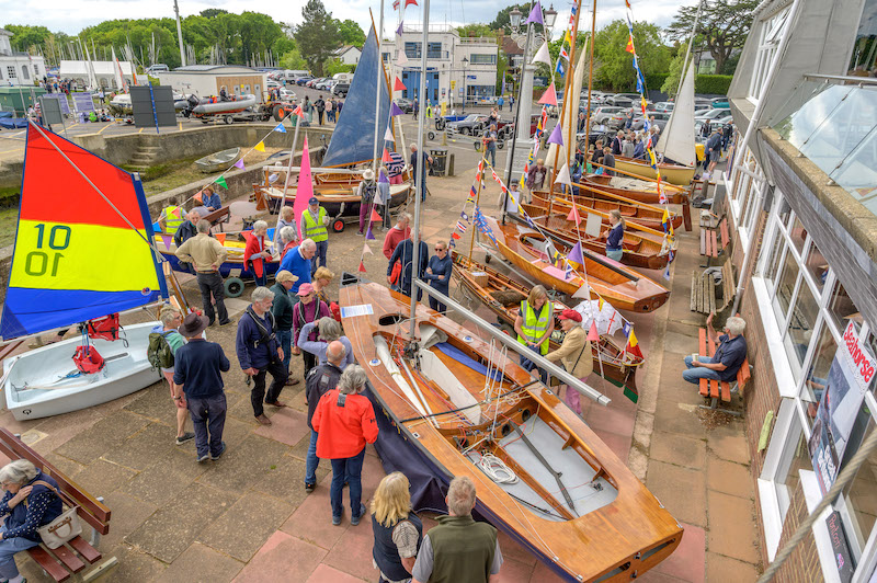 Vintage boats and dinghies at Royal Lymington Yacht Club's vintage and classics day