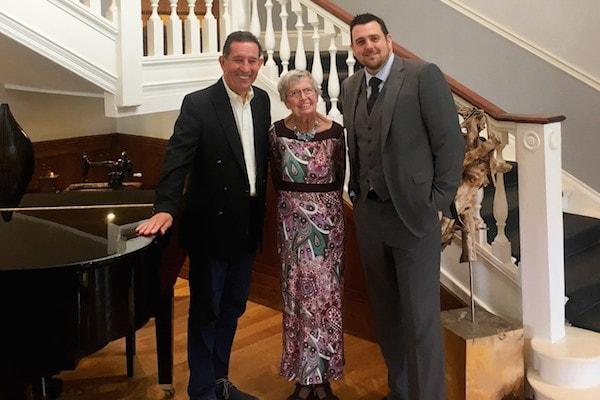 Adam Terpening (Charity Director – Room to Reward) Hidden Hero Denise and Michael Clitheroe (GM of Balmer Lawn Hotel) at The Balmer Lawn Hotel and Spa.