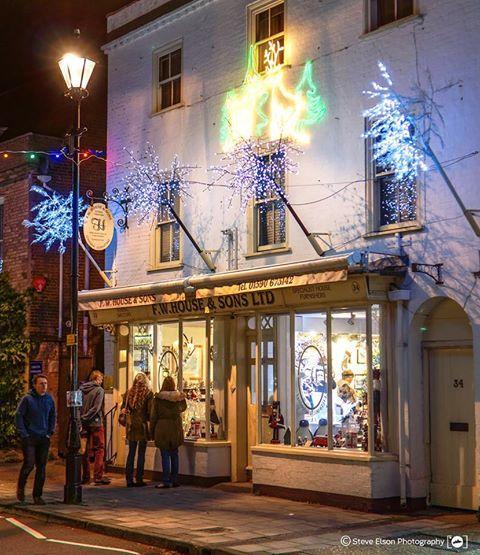 FW House Lymington lit up for Christmas