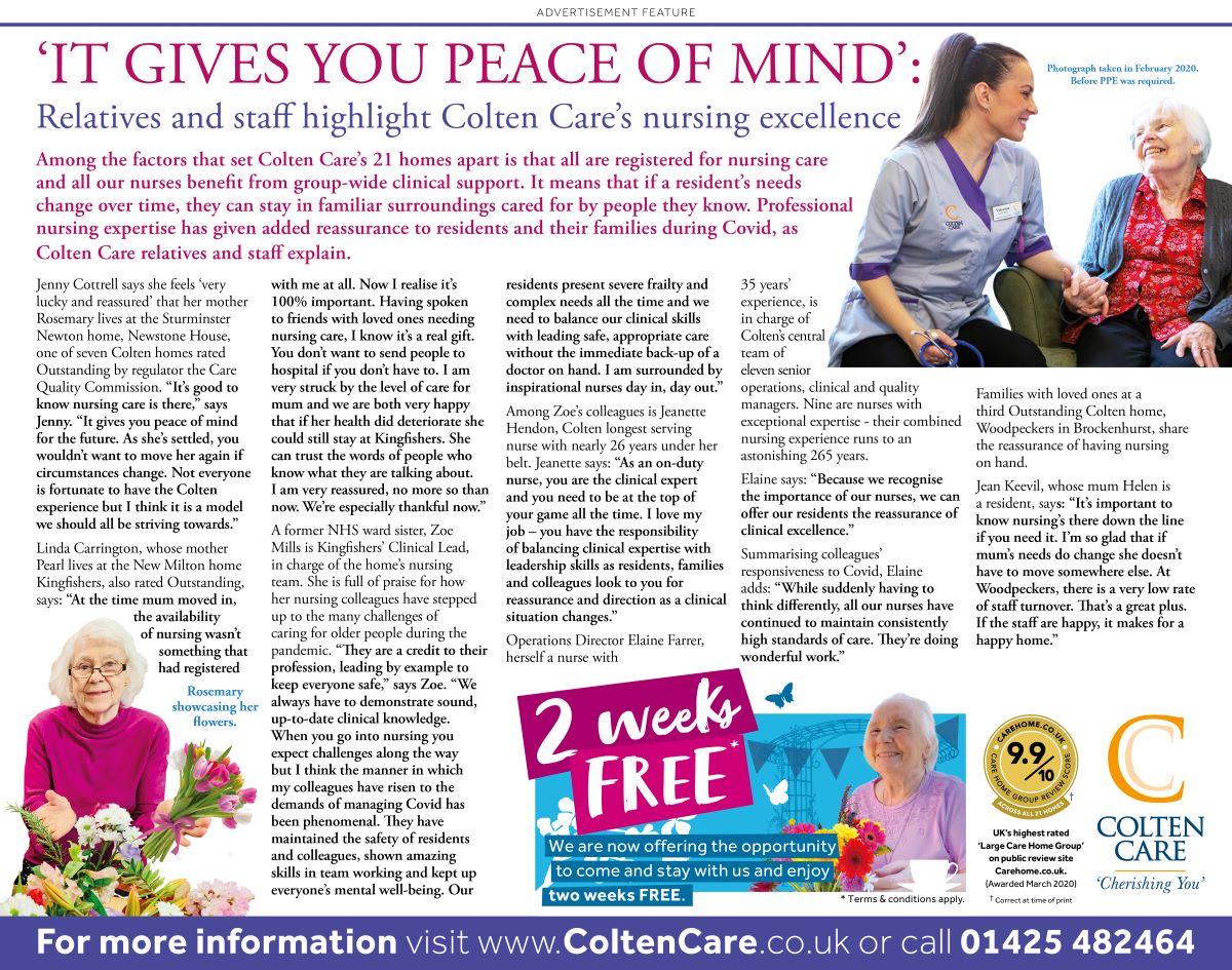 Peace of mind - clinical excellence advertorial