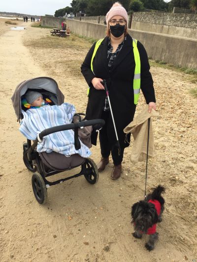 Avon Reach Home Manager and mother Jess Brolan took part in a community litter pick around Mudeford Quay. With her and baby is Jess’s shih tzu Lady.