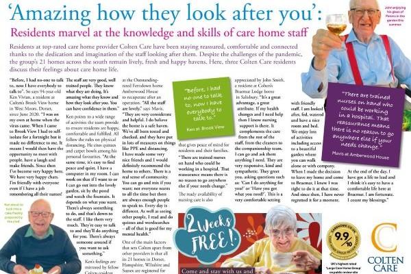 Amazing how they look after you in Colten Care homes