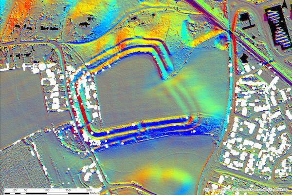 Lidar 3D image of Buckland Rings 