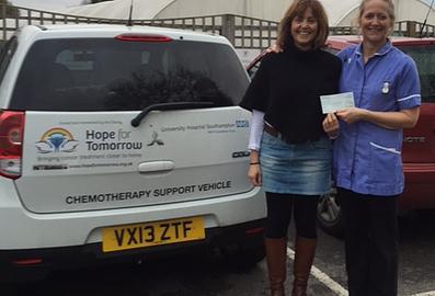 Forca donating funds towards the running of the car bringing chemotherapy drugs to Lymington