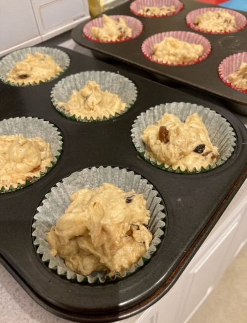 Gill's mincemeat cupcakes, in cases ready to bake
