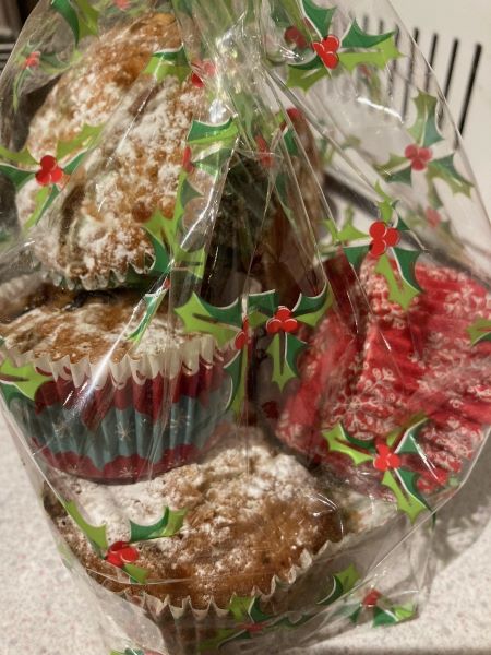 Gill's mincemeat cupcakes, packaged as a present