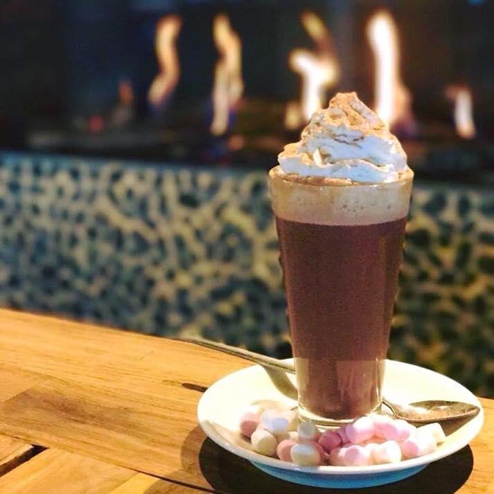 hot chocolate at the Haven in front of the fire