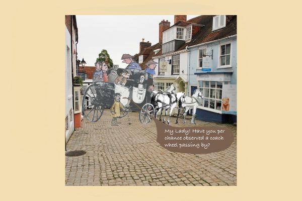 stagecoach in Lymington cartoon