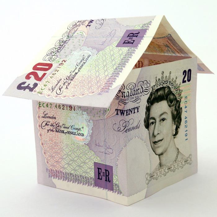 Twenty pound notes shaped as a house