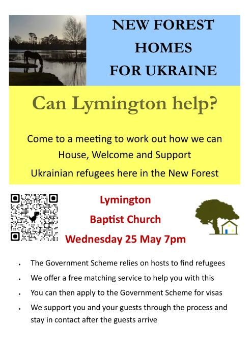 New Forest Homes for Ukraine, can Lymington help - meeting 25 May 