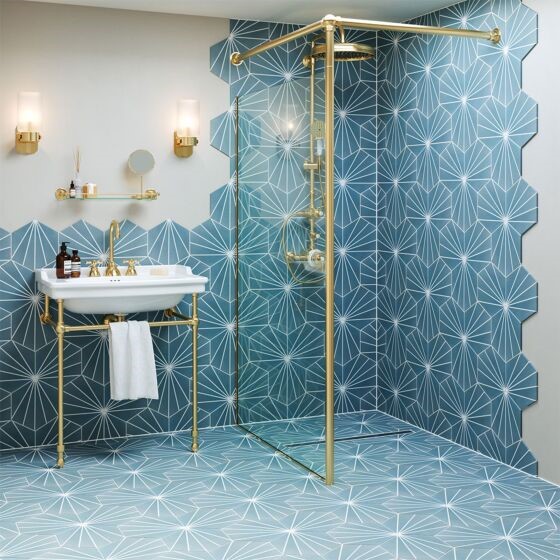bright tiles in shower room