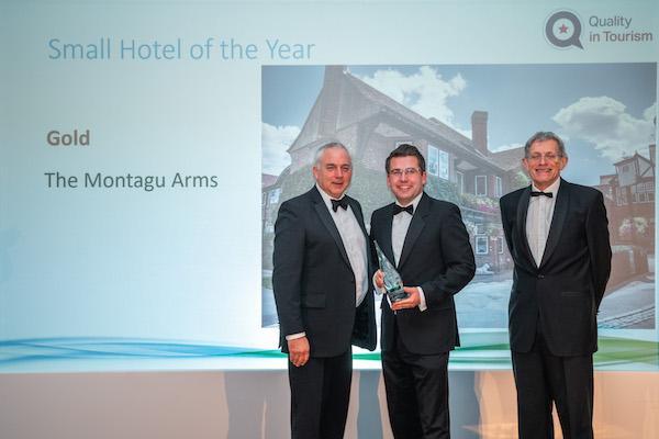 Montagu Arms Hotel winning Small Hotel of the Year 2019 at the Beautiful South Awards