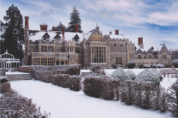 Rhinefield House Hotel in the snow