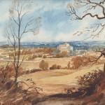 Norman Thelwell watercolour landscape St Barbe Museum & Art Gallery Lymiongton RomseyAbbey
