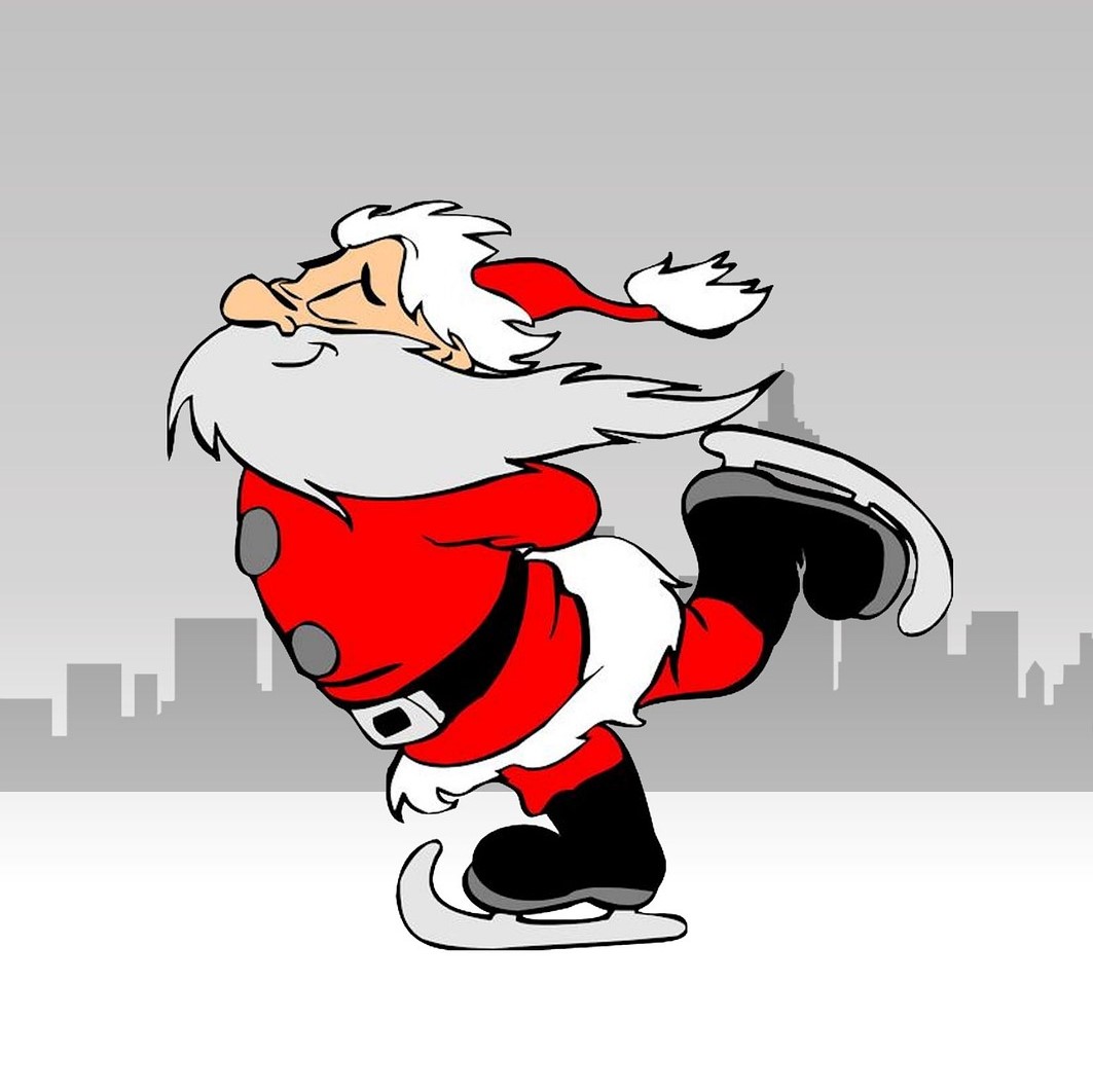 Father Christmas skating away