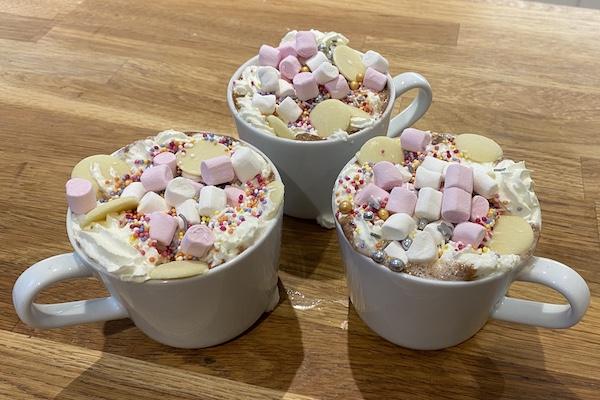 Homemade rainbow unicorn hot chocolate