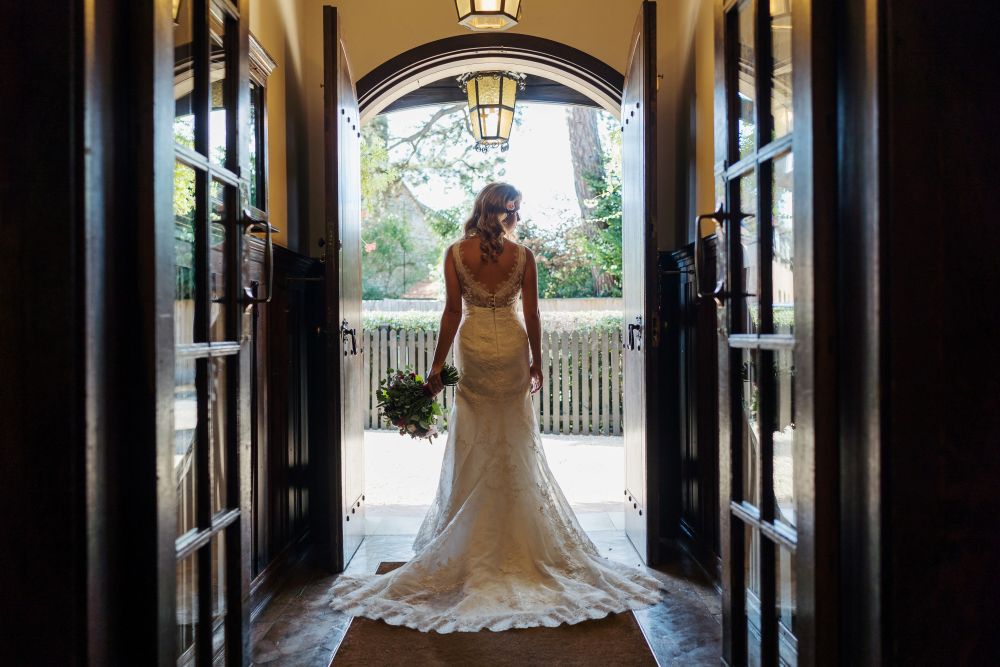 Bride standing in doorway