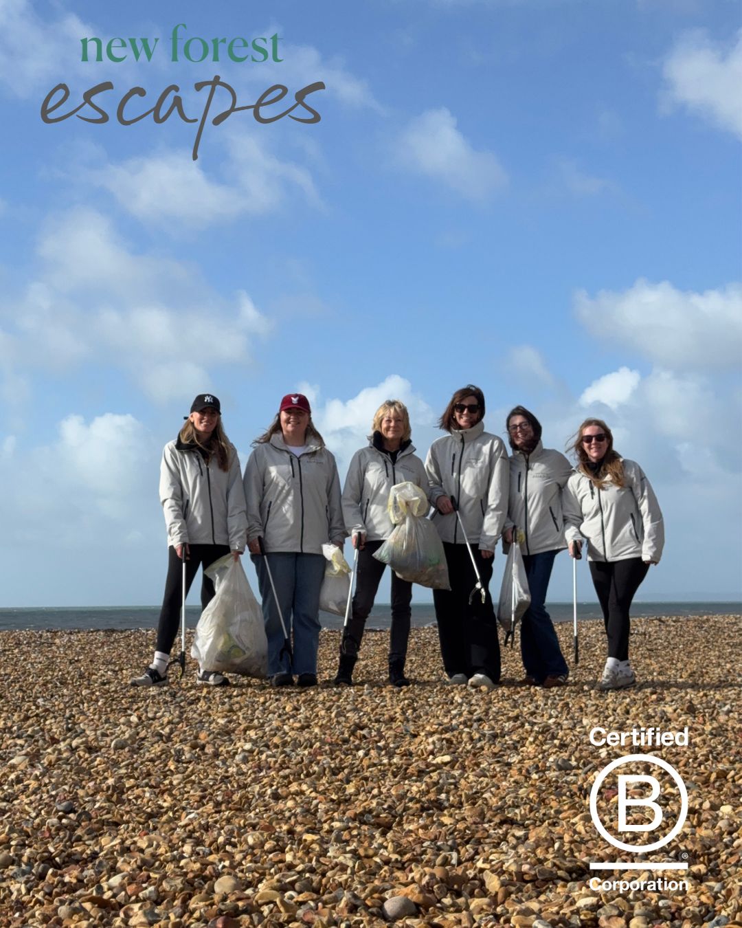 New Forest Escapes team on a beach clean