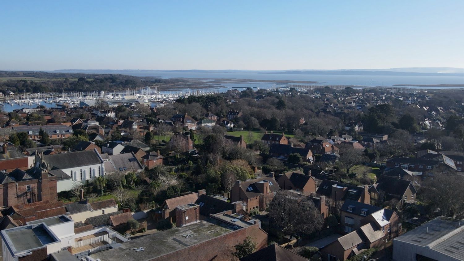 Rooftop view of Lymington River and the Solent from Scott Bailey offices