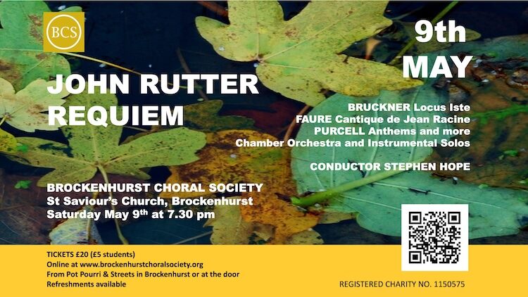 John Rutter Concert Poster Brockenhurst Choral Society Concert - John Rutter Requiem - Lymington.com
