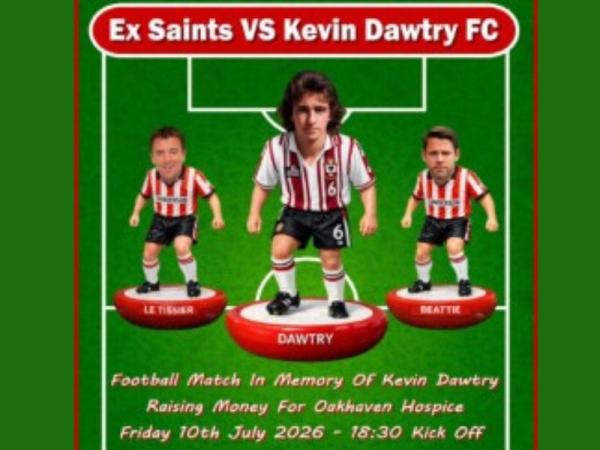 Ex Saints Vs Kevin Dawtry FC Football Match – raising funds for of Oakhaven Hospice
